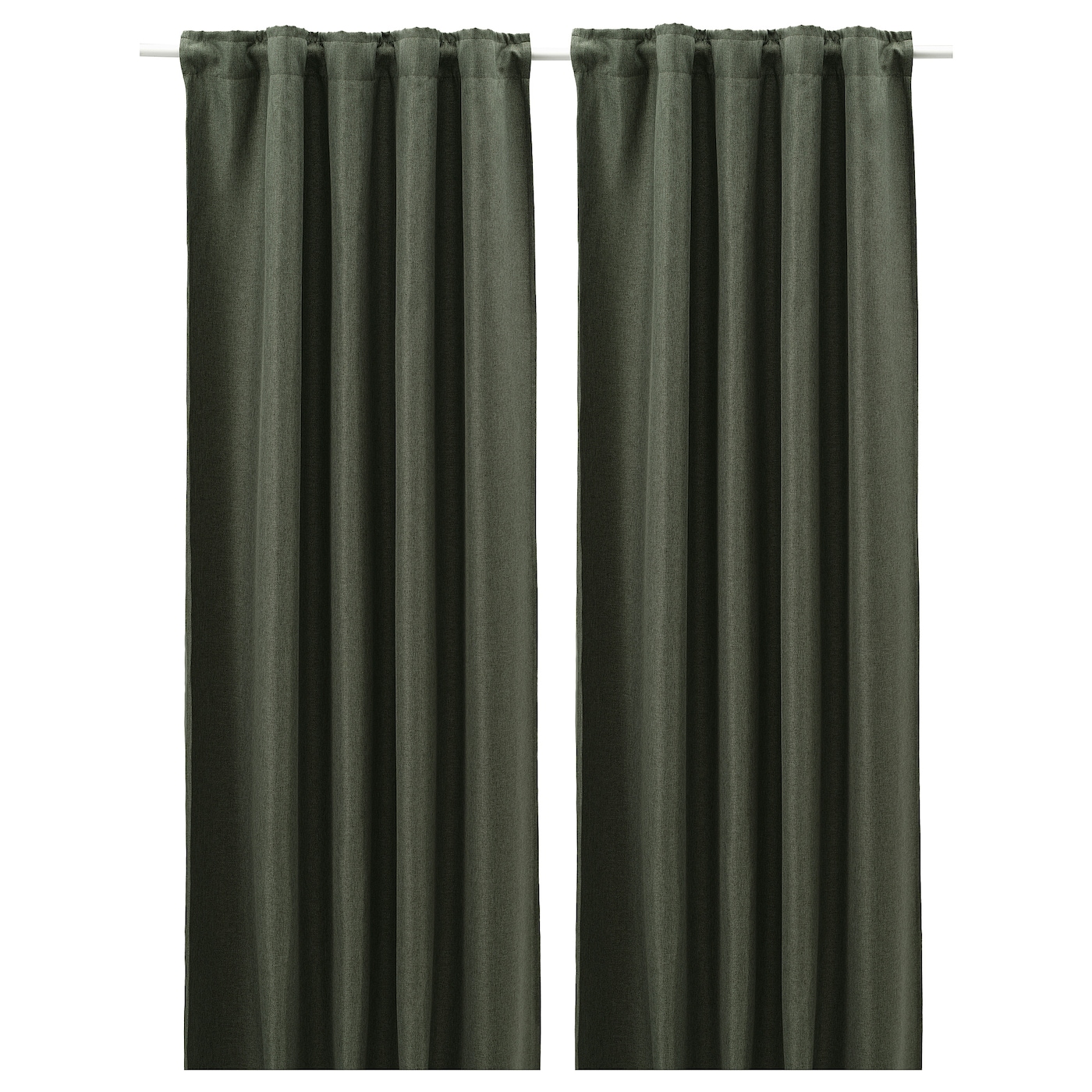 IKEA ANNAKAJSA zasłony zacieniające, 1 para, ciemnozielony/na taśmie, 145x300 cm