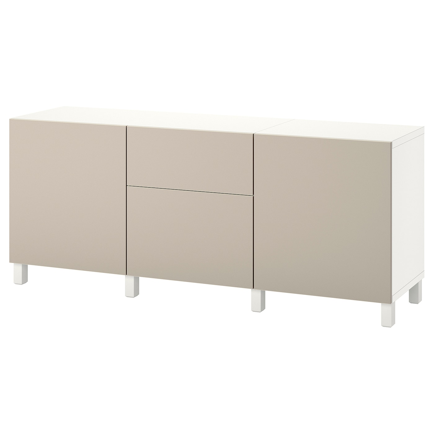 IKEA BESTÅ kombinacja z szufladami, biały Lappviken/Stubbarp/jasnoszary/beżowy, 180x42x74 cm