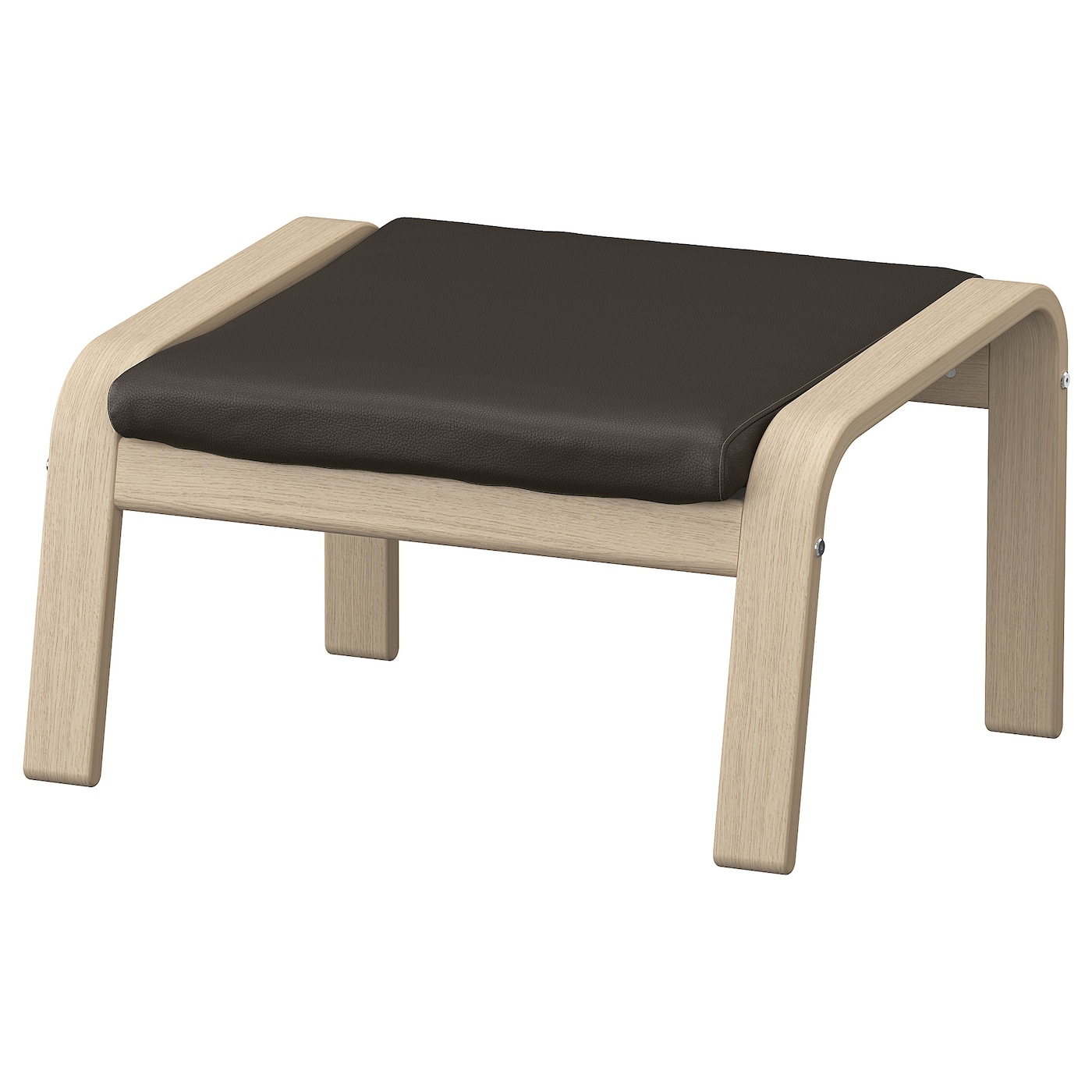 IKEA POÄNG podnóżek, okleina dębowa bejcowana na biało/Glose ciemnobrązowy, Szerokość: 68 cm