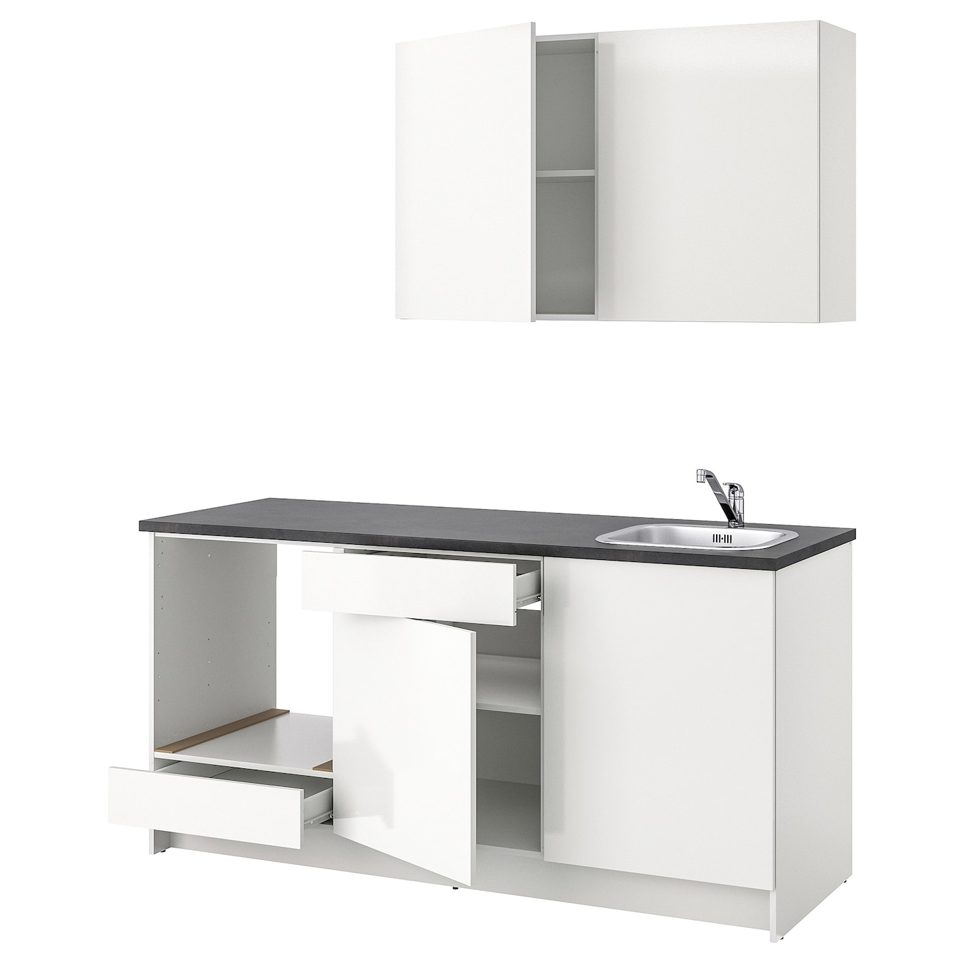 IKEA KNOXHULT kuchnia, połysk biały, 180x61x220 cm