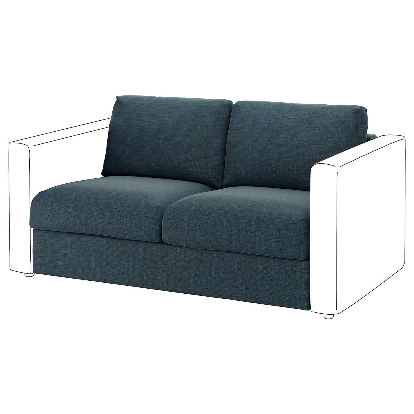 IKEA VIMLE sekcja 2-osobowa, Hillared granatowy, Wysokość z poduchami oparcia: 80 cm