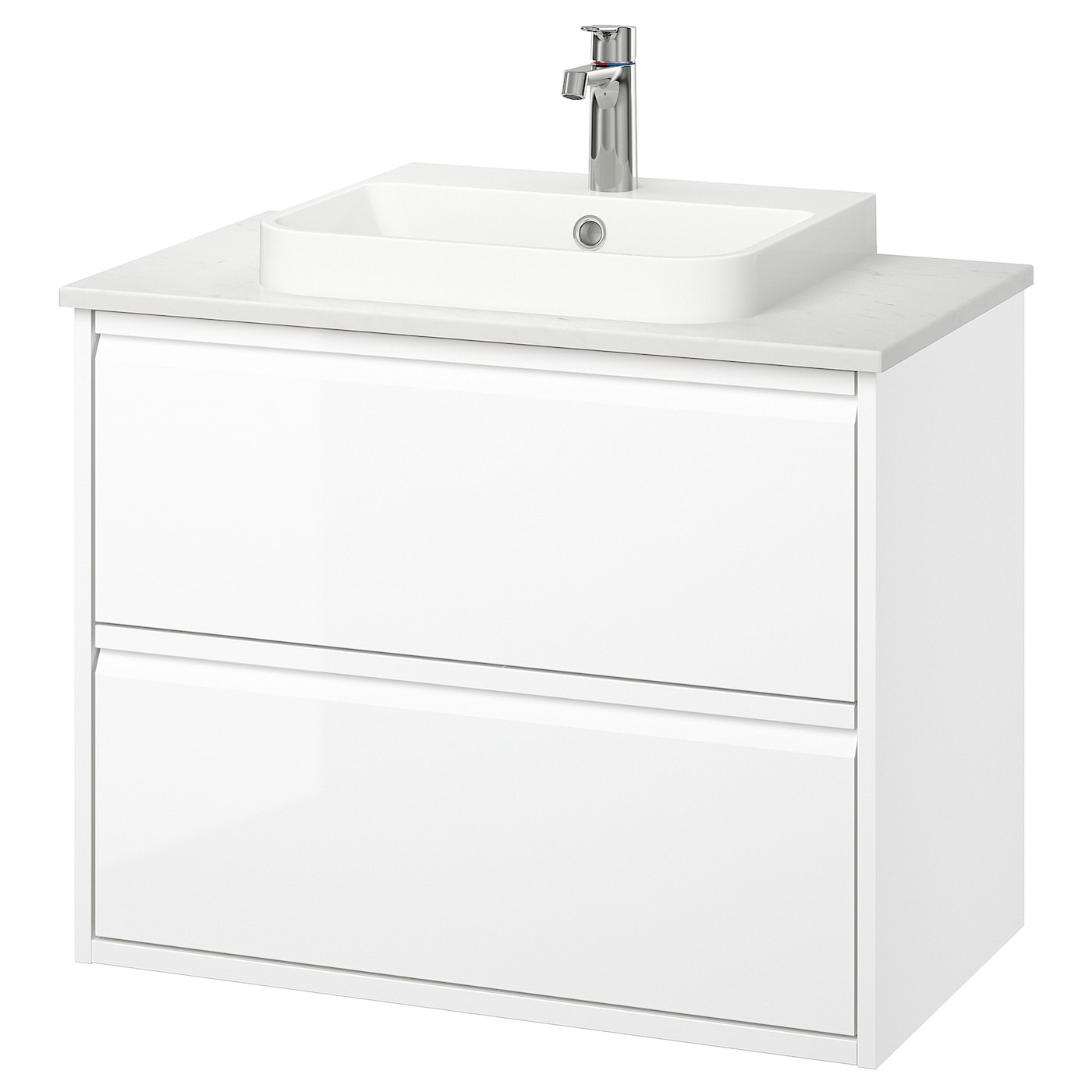 IKEA ÄNGSJÖN / BACKSJÖN szaf umyw z szufladami/umyw/bateria, połysk biały, 82x49x71 cm