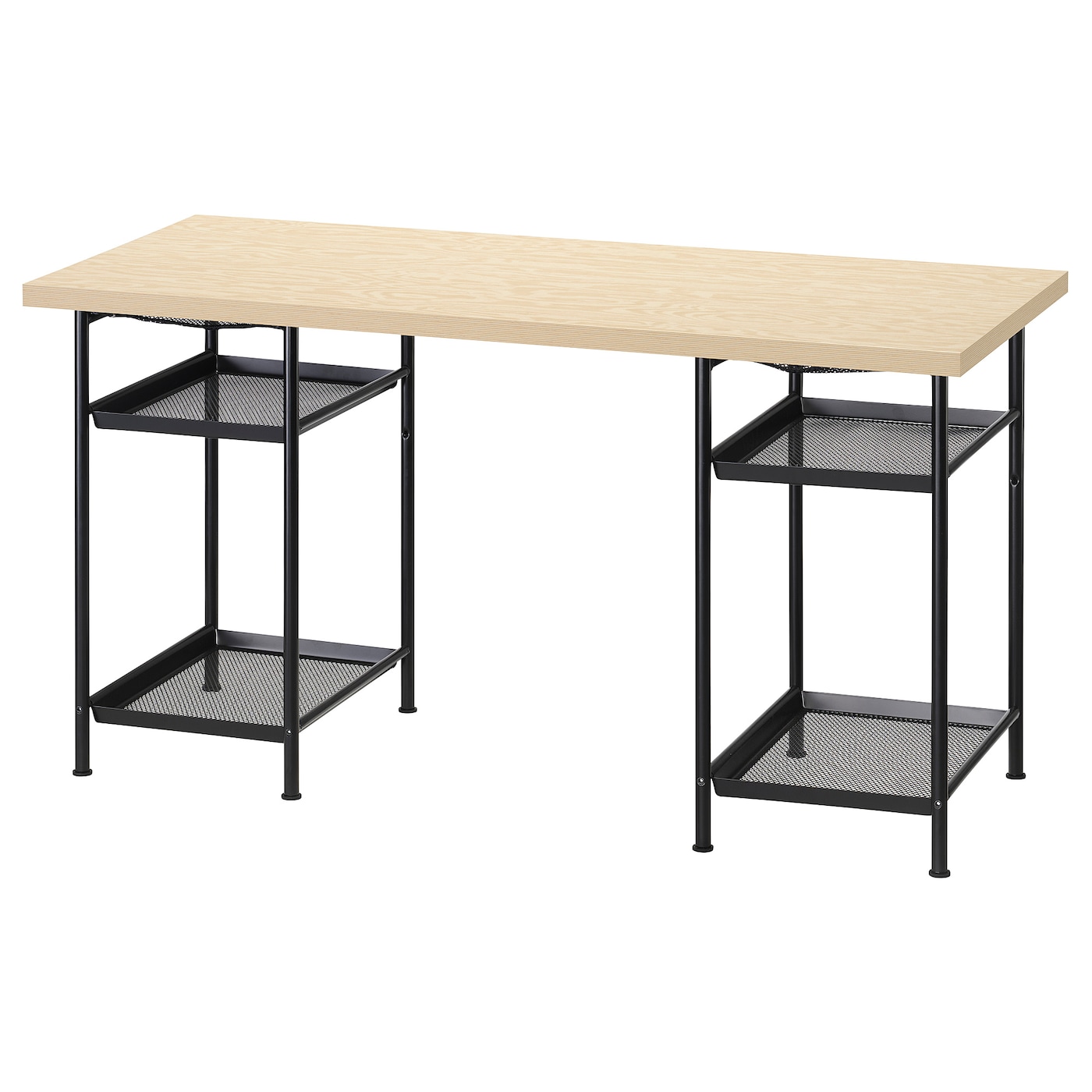 IKEA MITTCIRKEL / SPÄND biurko, żywy efekt sosny/czarny, 140x60 cm
