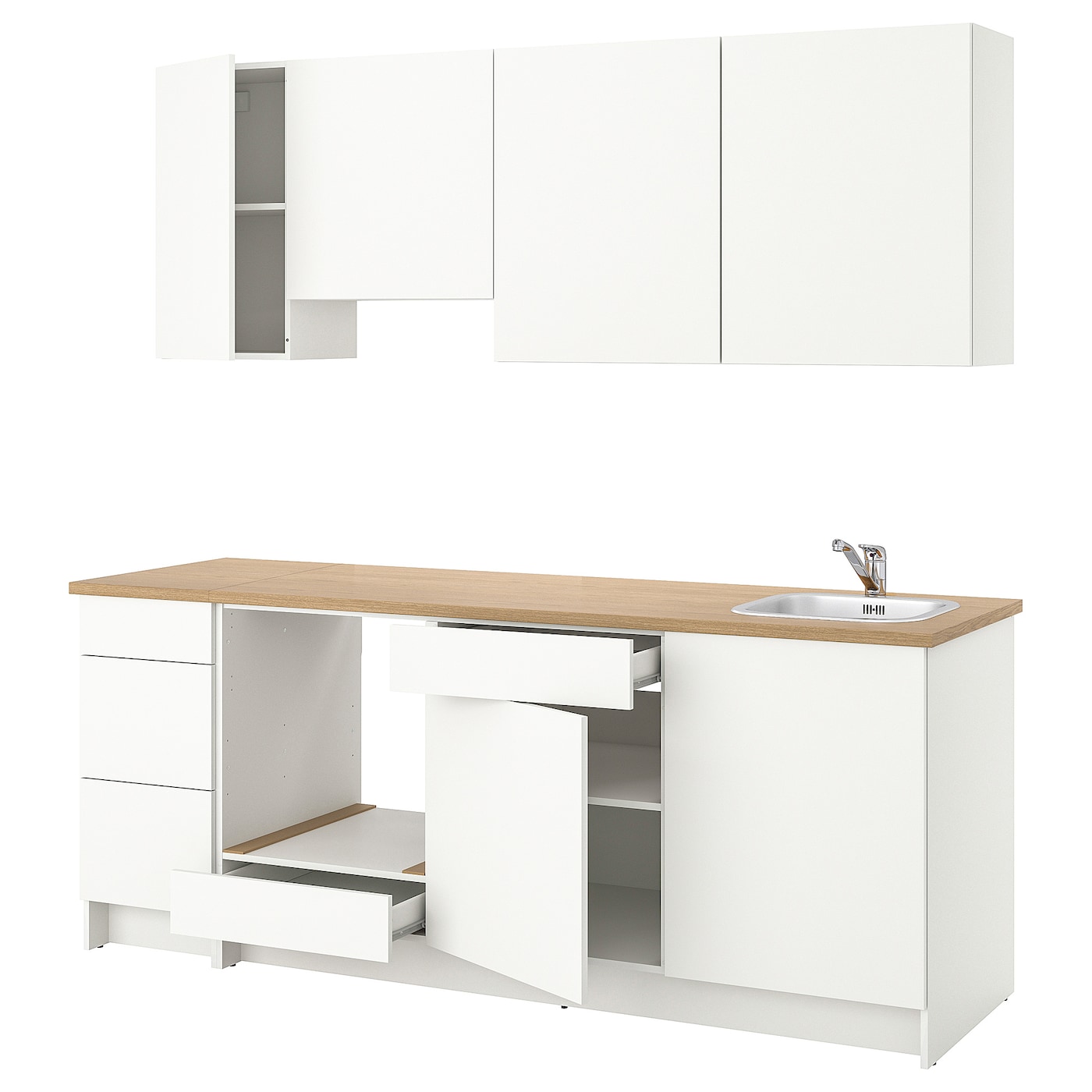 IKEA KNOXHULT kuchnia, biały, 220x61x220 cm