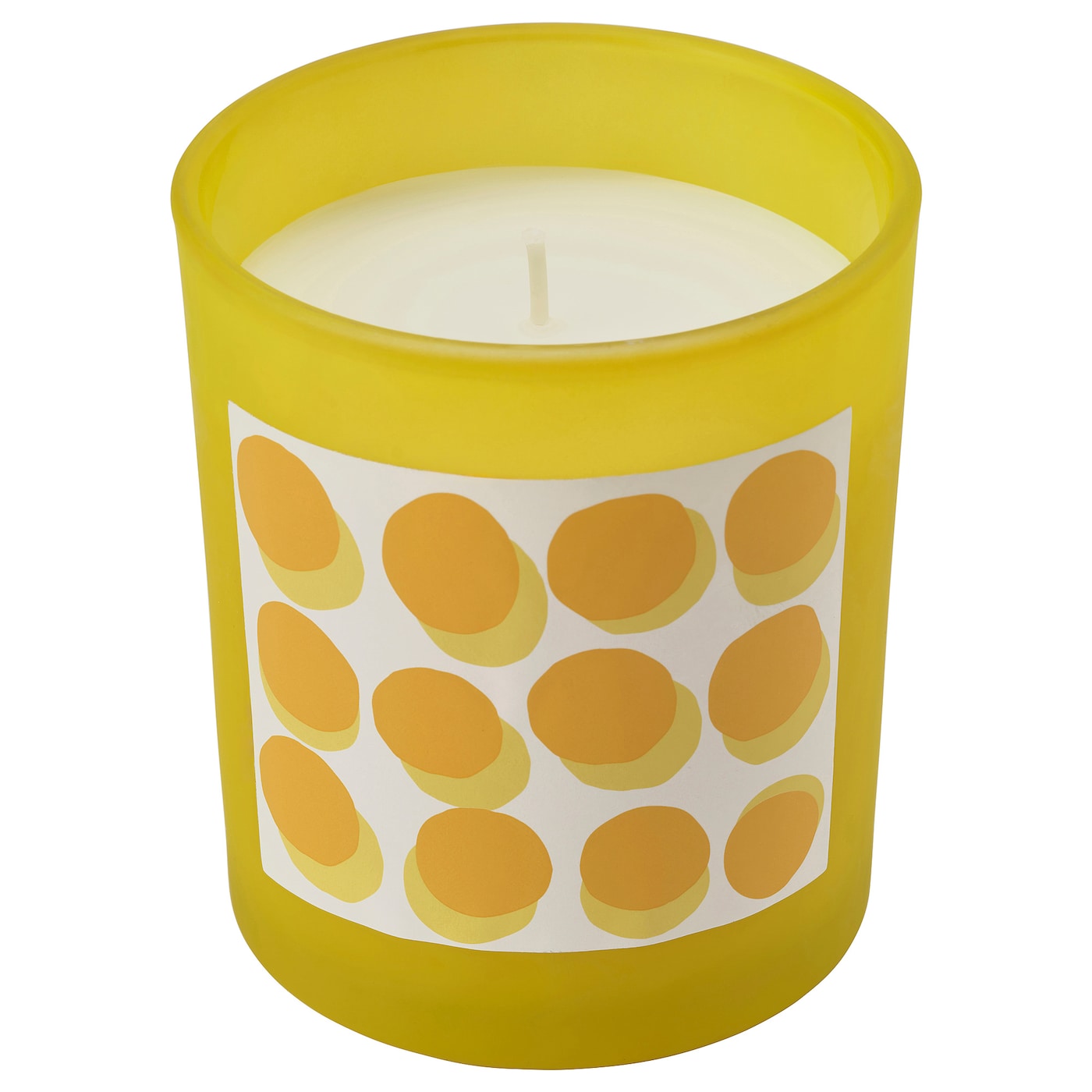 IKEA SVARTOXBÄR świeca zapachowa w szkle, Mimoza/żółty, 45 godz.