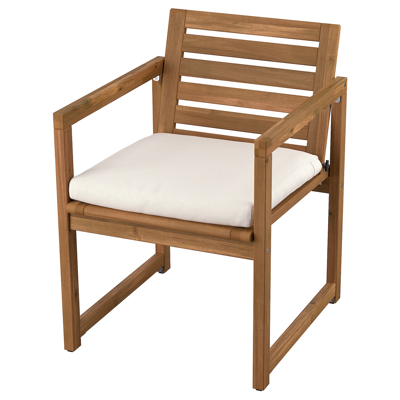 IKEA NÄMMARÖ krzesło z podłokietnikami, ogr, bejca jasnobrązowa/Frösön/Duvholmen beżowy, Szerokość: 56 cm