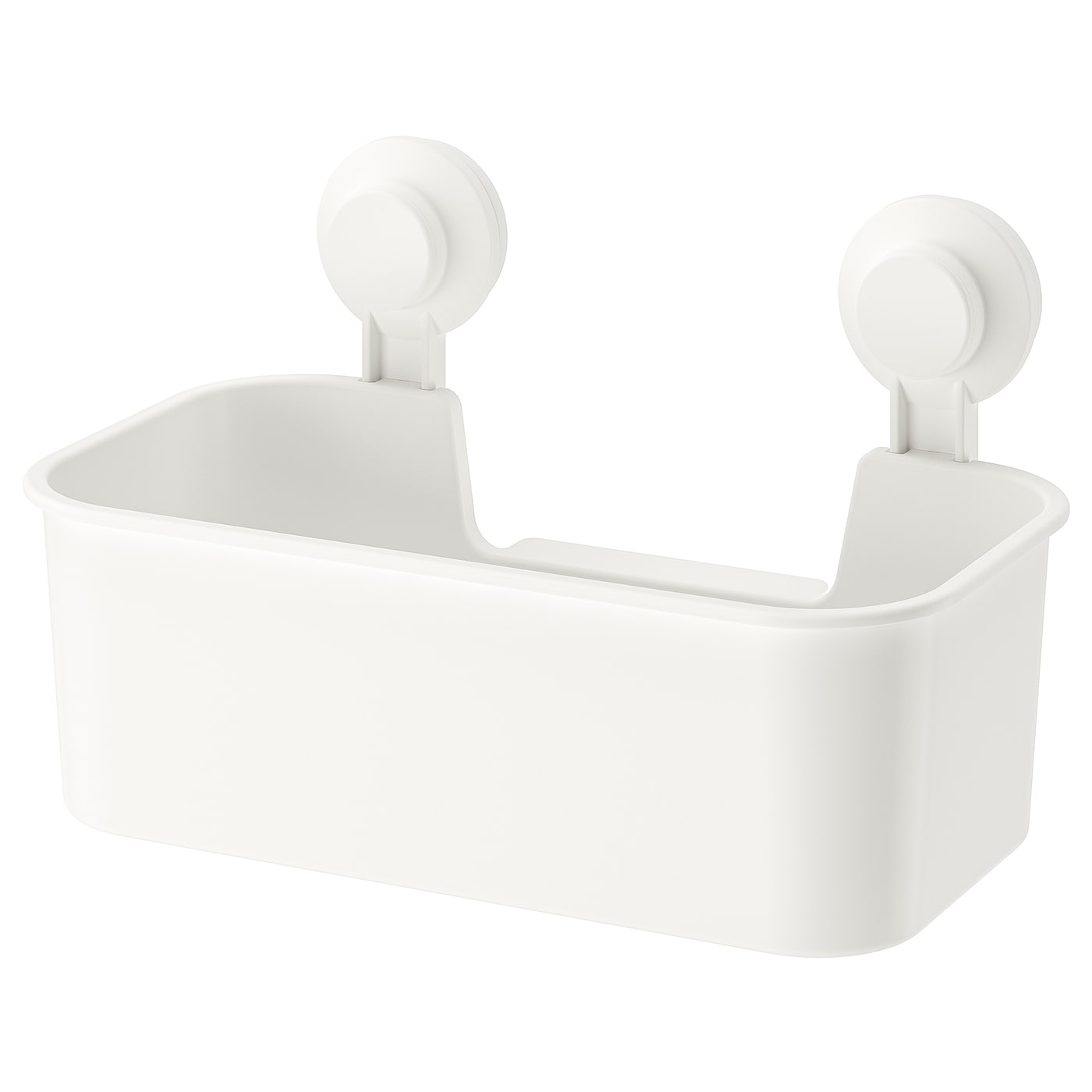 IKEA TISKEN kosz z przyssawkami, biały, Szerokość: 28 cm