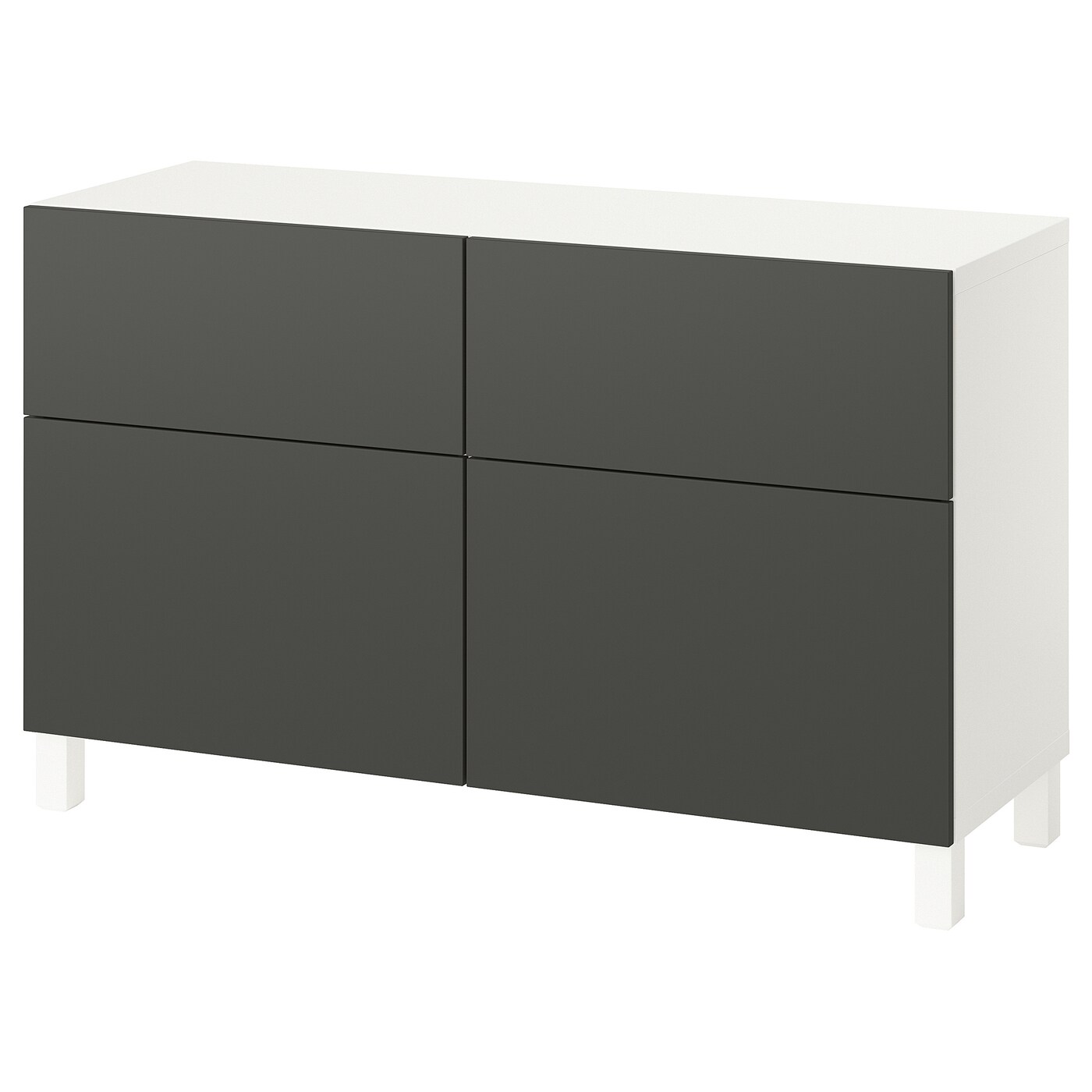 IKEA BESTÅ kombinacja regałowa z drzw/szuf, biały/Lappviken/Stubbarp ciemnoszary, 120x42x74 cm