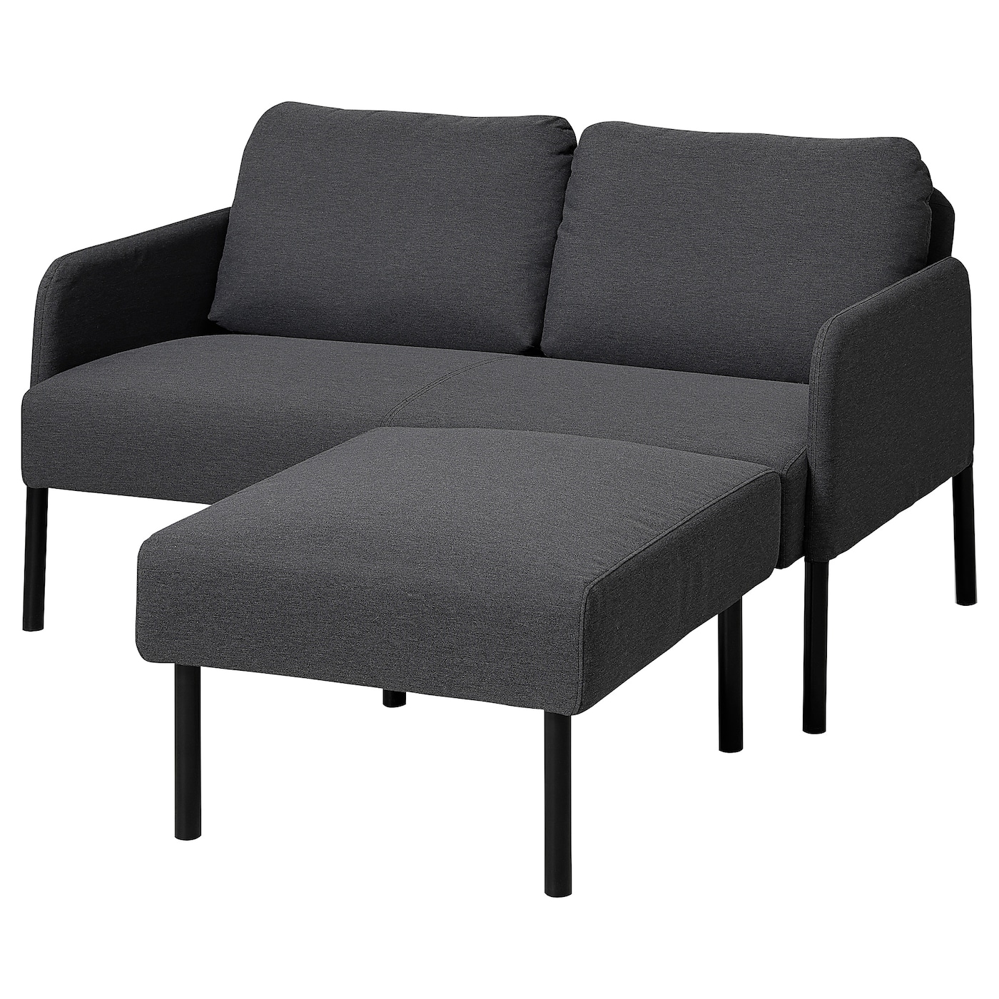 IKEA GLOSTAD Sofa 2-os. z leżanką, Knisa ciemnoszary, Wysokość podłokietnika: 57 cm
