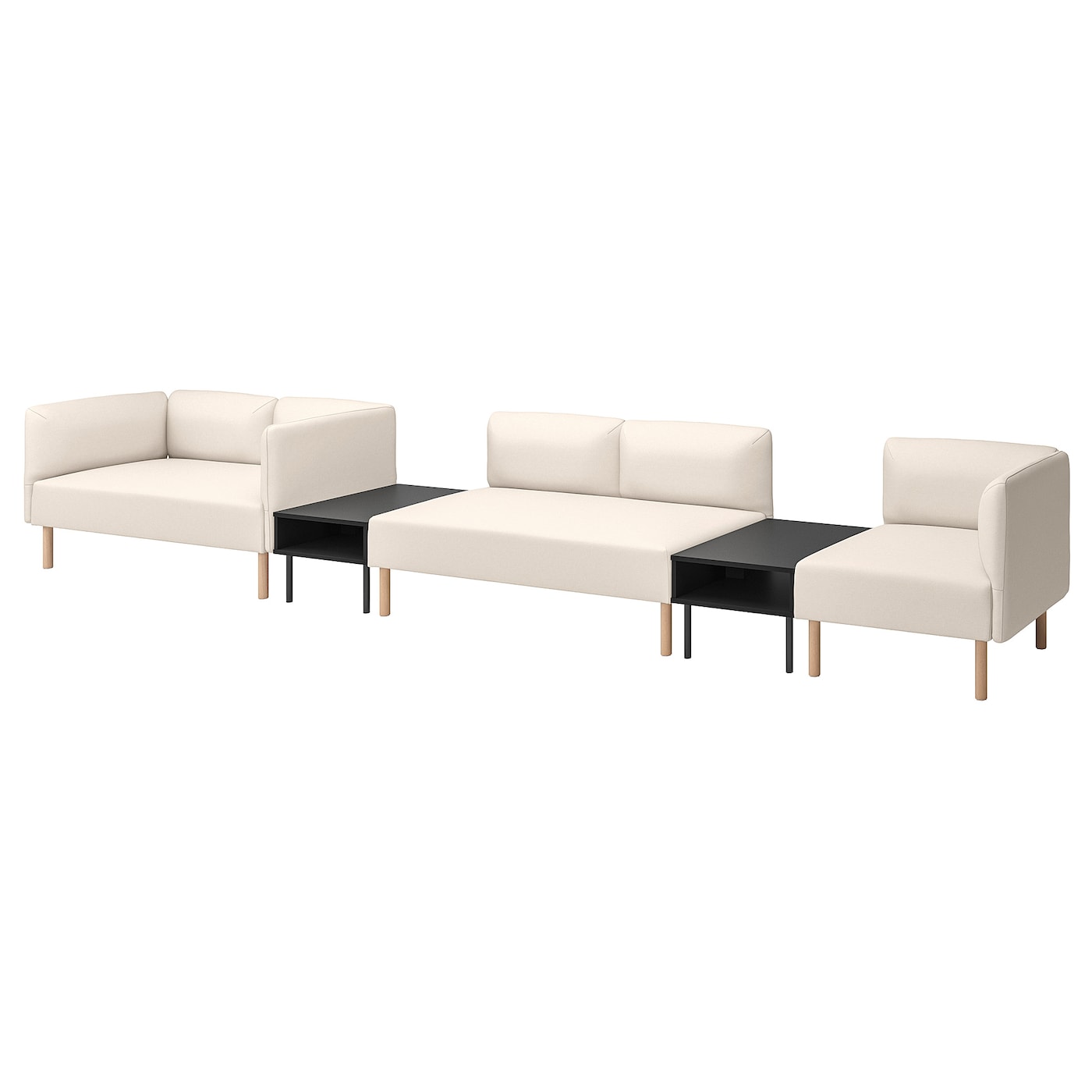 IKEA LILLEHEM 5-os sofa moduł ze stolikiem boczn, Vissle/beżowy drewno, Szerokość: 472 cm