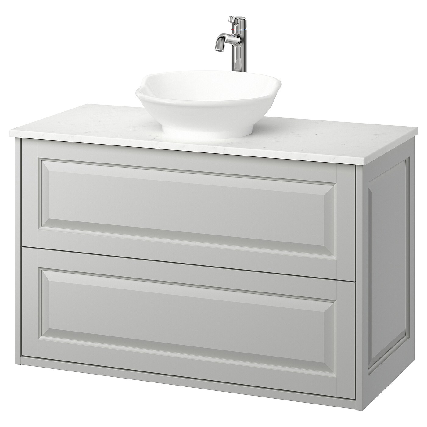 IKEA TÄNNFORSEN / VÄSTERSJÖN szaf umyw z szufladami/umyw/bateria, jasnoszary, 102x49x79 cm