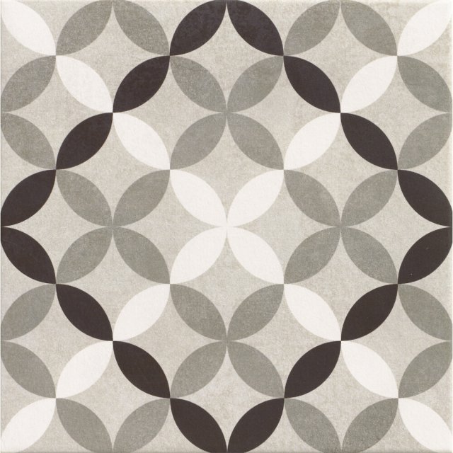 Gres szkliwiony hiszpański Realonda HANOI CIRCLE GREY mat 33x33 gat.
