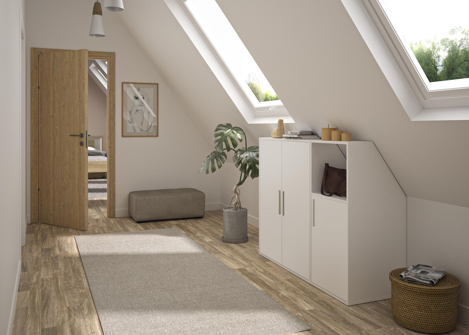 Komody pod sufit w zestawie Under medium white