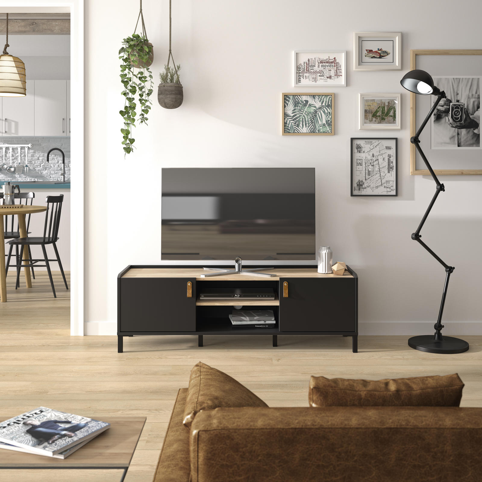 Stolik pod telewizor Amsterdam w industrialnym stylu