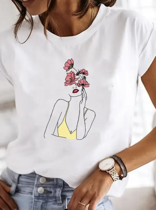 Bluzka damska t-shirt krótki rękaw L02