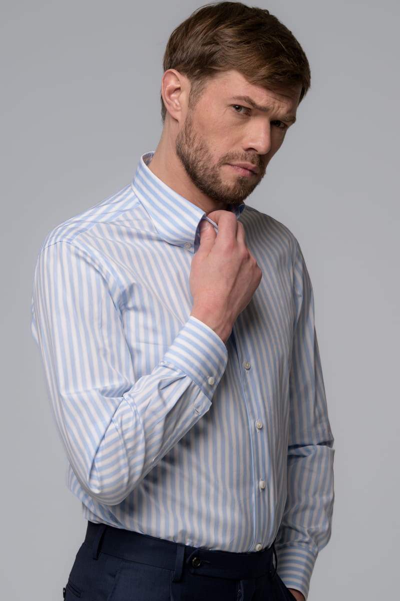 Koszula button down w biało-niebieskie prążki