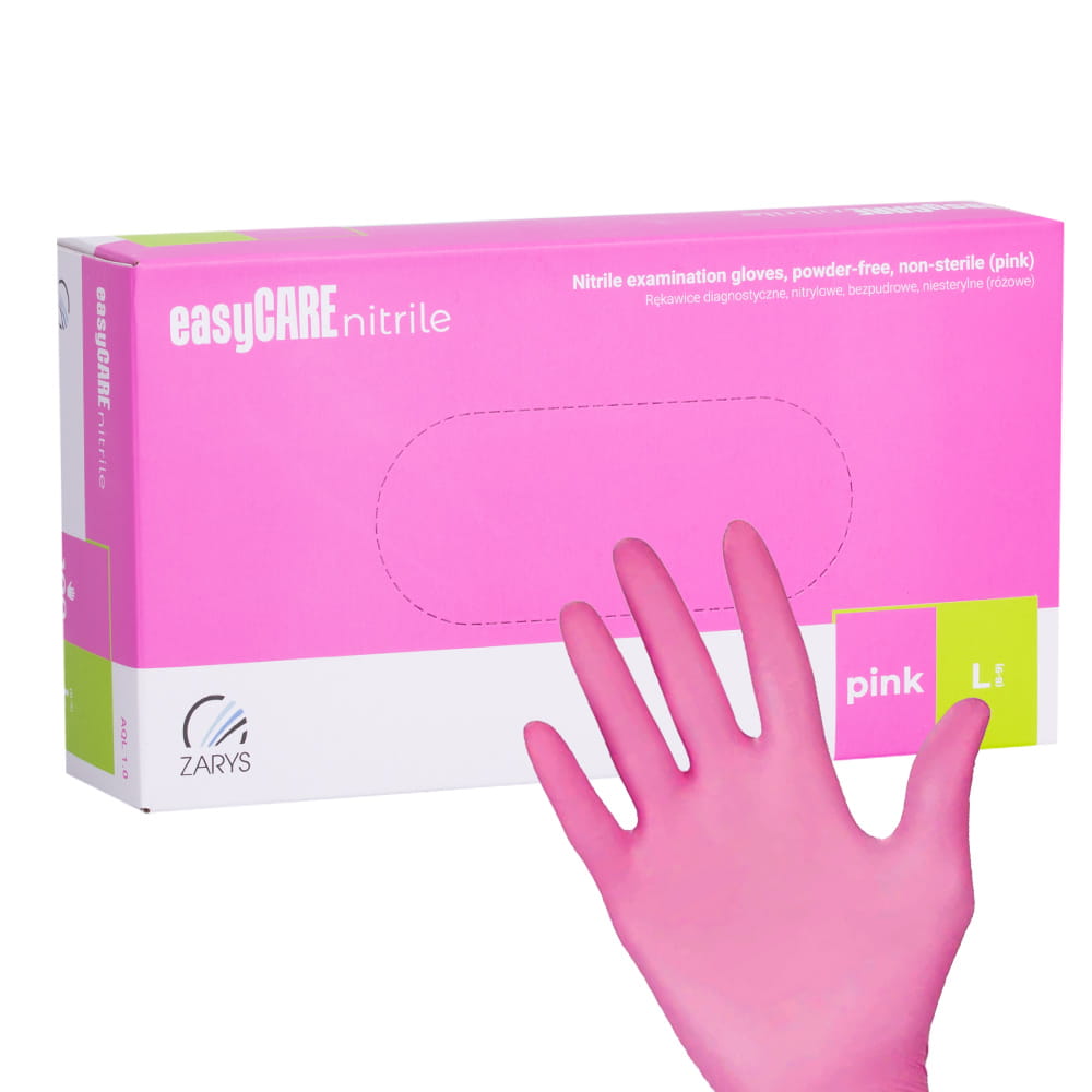 Rękawiczki jednorazowe nitrylowe diagnostyczne i ochronne Easycare nitrile Pink rozmiar L różowe 100 szt