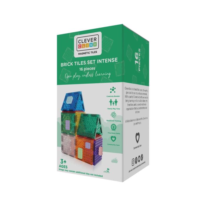 Cleverclixx Klocki magnetyczne Brick Tiles Pack Intense - 16 el.