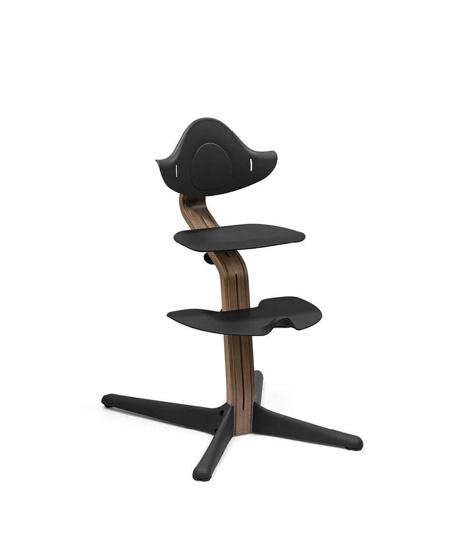 Stokke Nomi + Newborn Set - krzesełko + zestaw dla noworodka-Walnut Black-Newborn Set Grey-Grey Pink