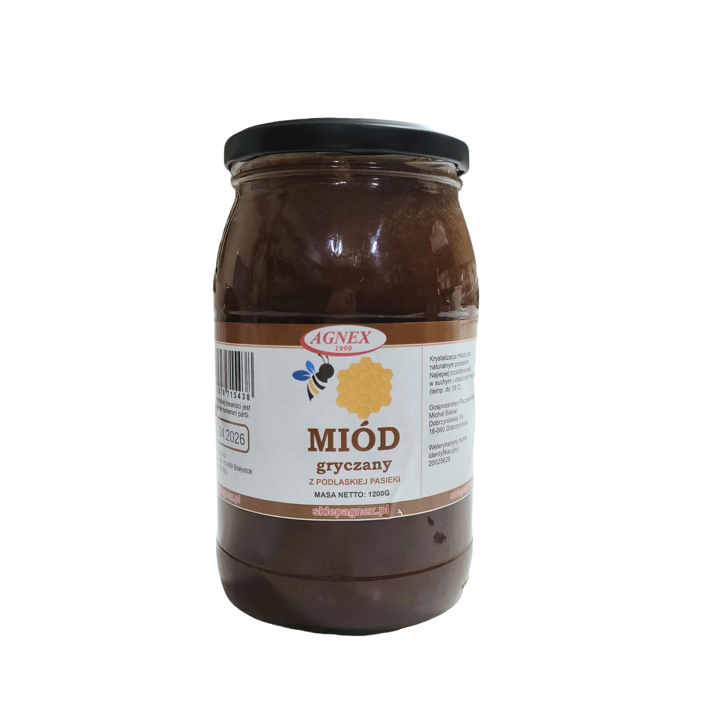 Miód gryczany z Podlaskiej Pasieki 1200 g
