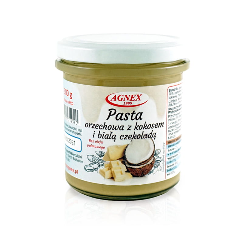 Pasta orzechowa z kokosem i białą czekoladą 300 g