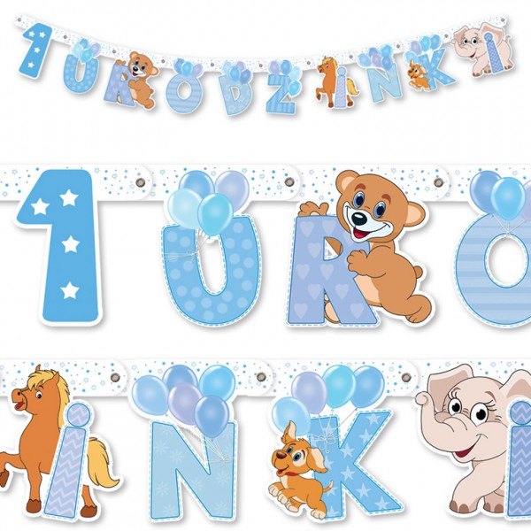 Baner urodzinowy niebieski " 1 urodzinki" 159 cm