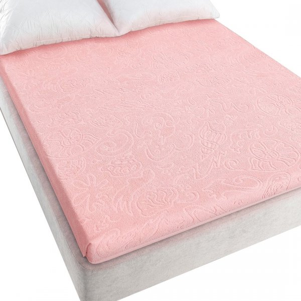 Prześcieradło frotte "Tulipan 4" 175x220 bez gumki wz. jasny róż