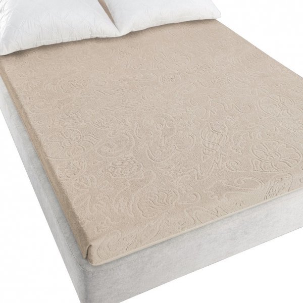Prześcieradło frotte "Tulipan 4" 175x220 bez gumki wz. sepia