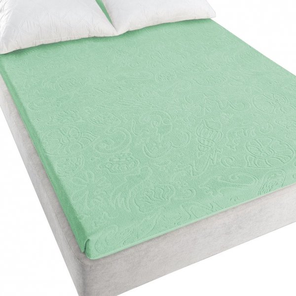 Prześcieradło frotte "Tulipan 4" 175x220 bez gumki wz. zieleń jaśminowa