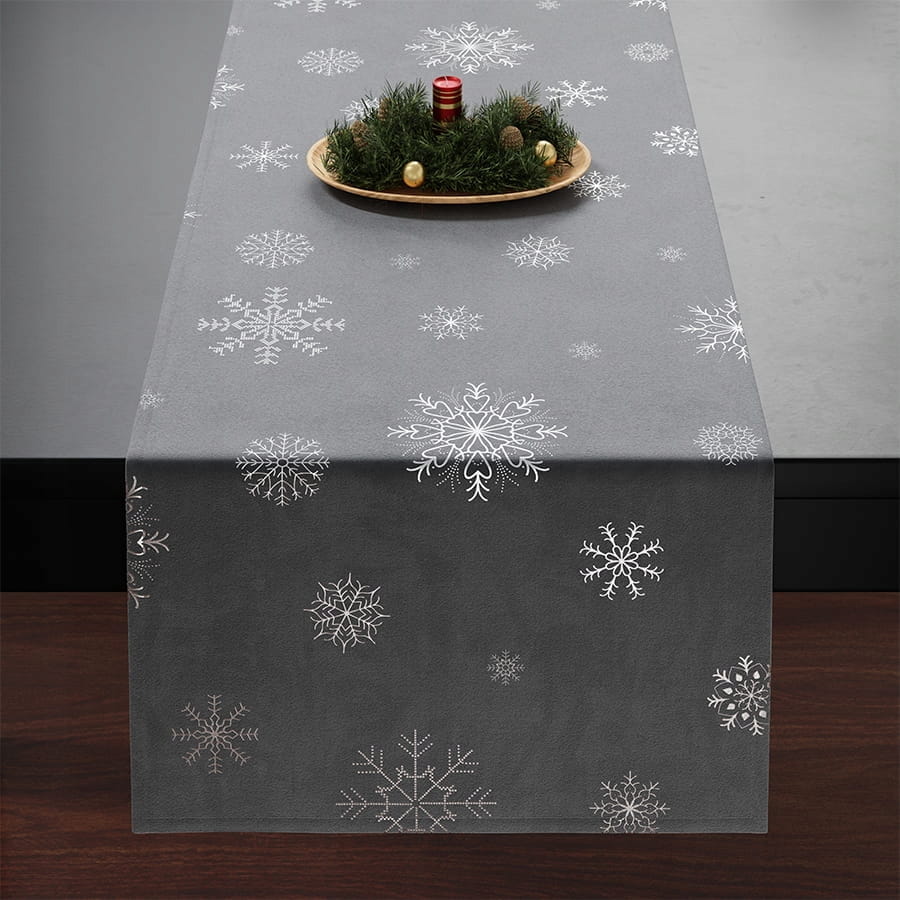 ŚNIEŻKI Bieżnik VELVET 40x160cm ciemny szary, idealny na wieczór