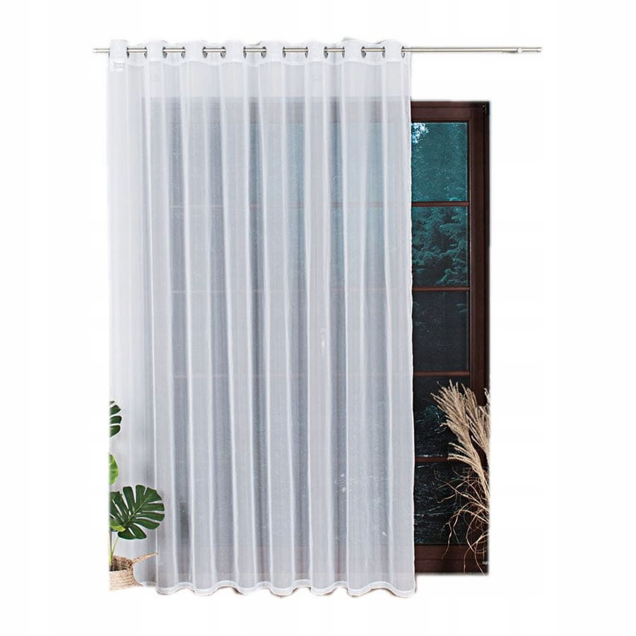 Firana z woalu na przelotkach 250x400 cm biała - dodaje elegancji wnętrzu