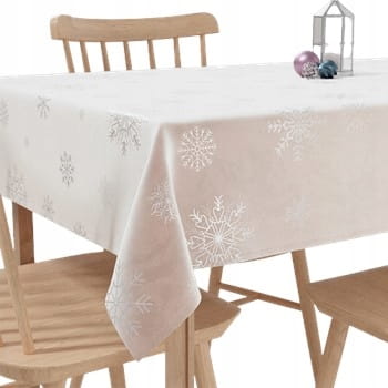 ŚNIEŻKI Obrus wodoodporny VELVET 140x180cm - Różowy, idealny na święta