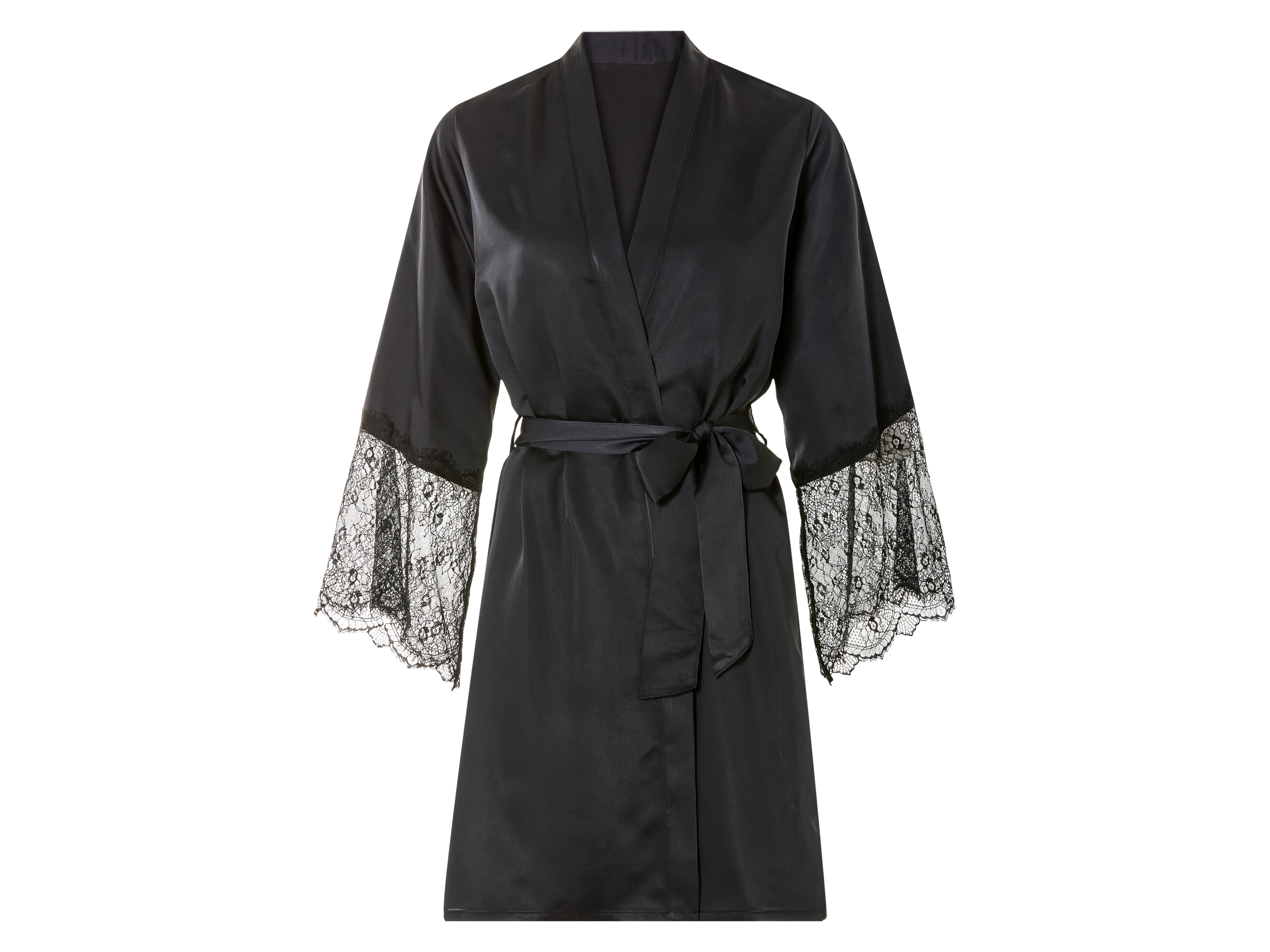 esmara Satynowe kimono damskie Czarny, M 40/42