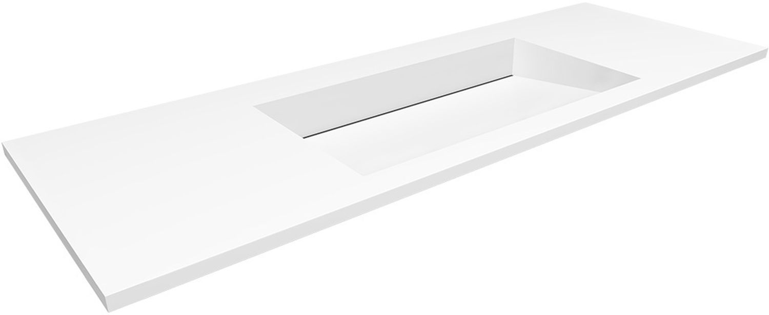 Darmowa Dostawa - Umywalka 130x45 cm prostokątna wpuszczana-z blatem biała Cristalstone Linea Ideal U1300MCOLCCRBO