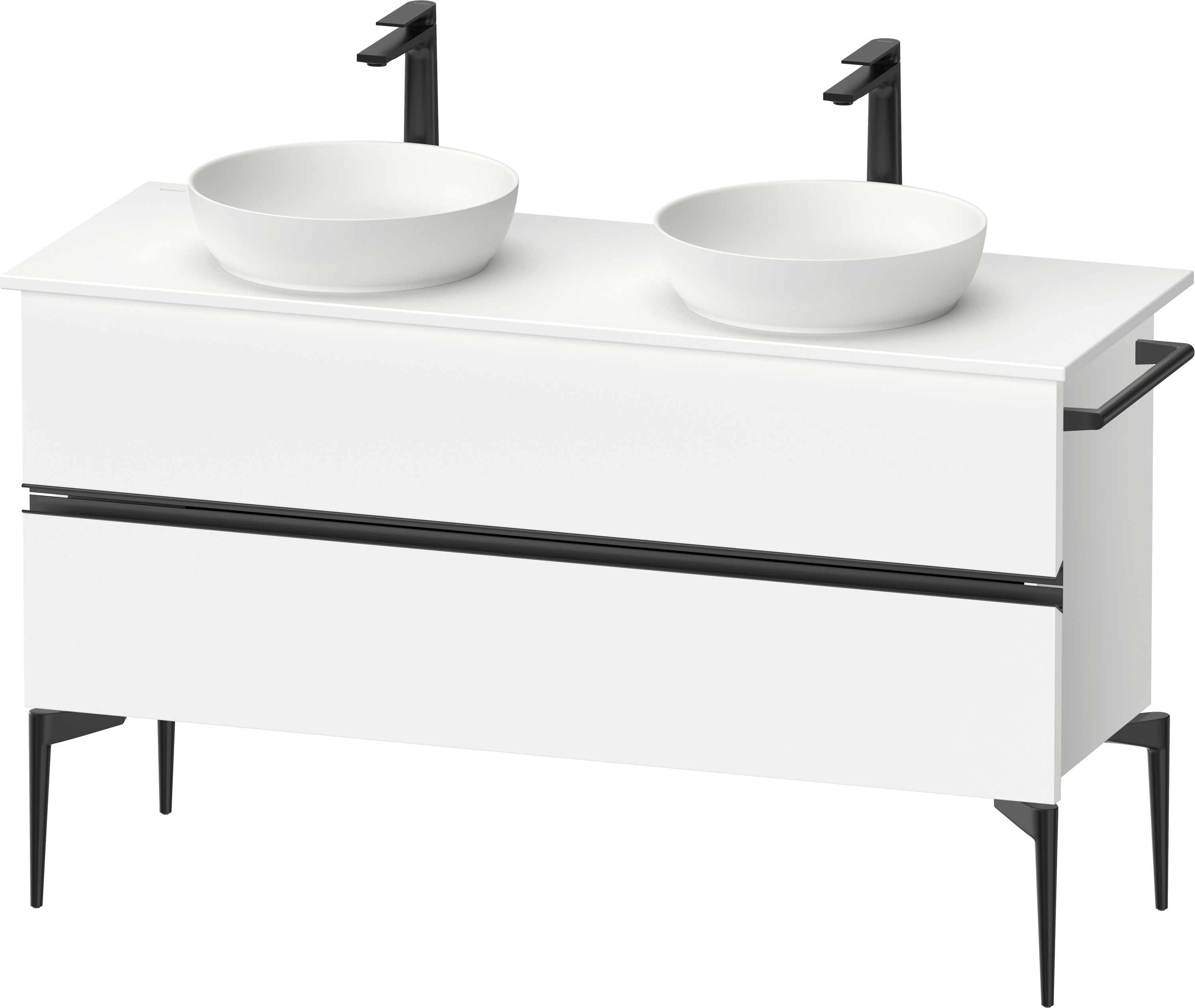 Darmowa Dostawa - Szafka 131.5x47.5x54.8 cm podumywalkowa wisząca biała-czarna Duravit Sivida SV46610BD180000