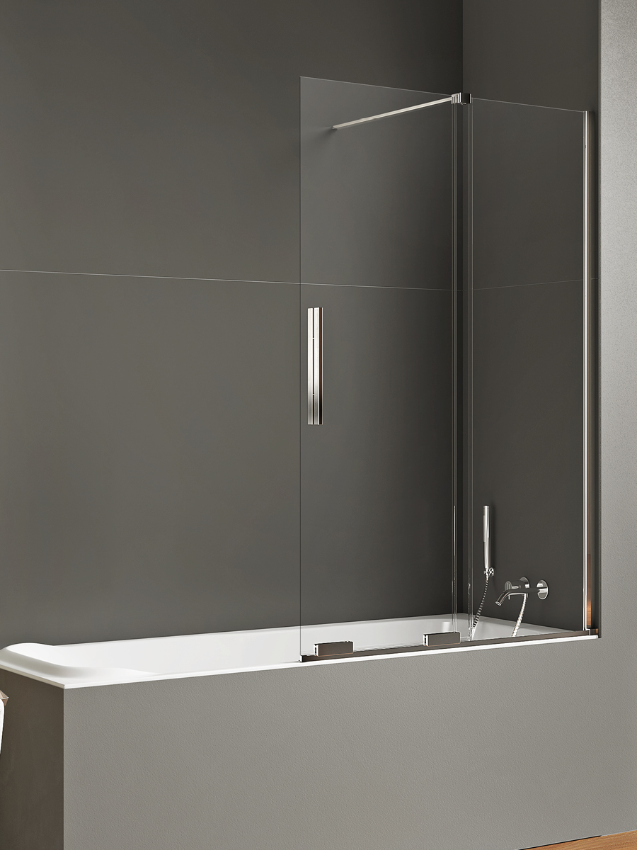 Darmowa Dostawa - Parawan nawannowy 120 cm 2-częściowy chrom połysk/szkło przezroczyste New Trendy Smart EXK4098