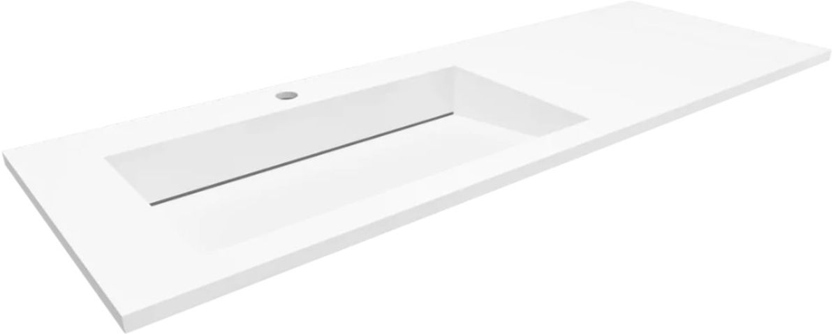 Darmowa Dostawa - Umywalka 130x45 cm prostokątna wpuszczana-z blatem biała Cristalstone Linea Ideal U1300MBLOLCCR