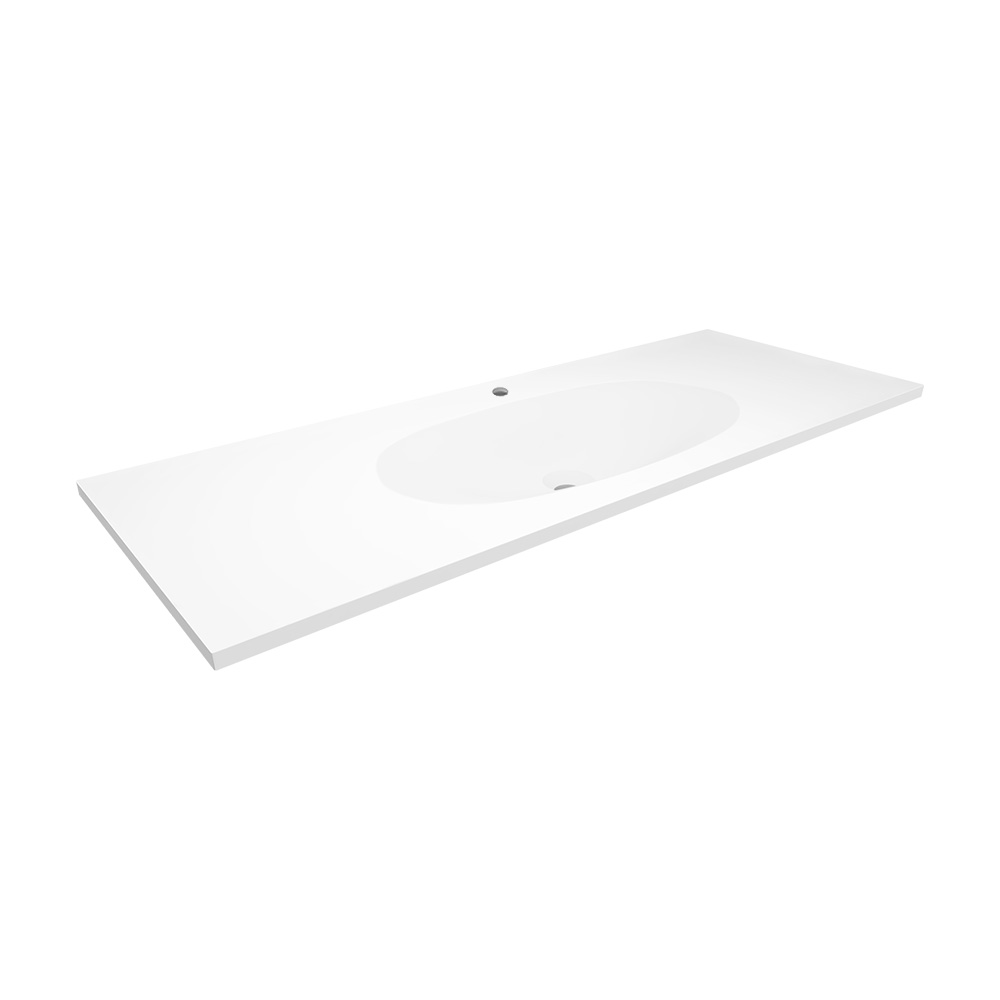 Darmowa Dostawa - Umywalka 120x45 cm prostokątna wpuszczana-z blatem biała Cristalstone Armonico U1200MCOTG