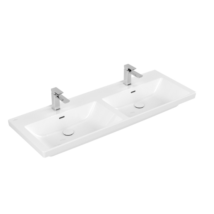 Darmowa Dostawa - Umywalka 130x47 cm prostokątna ścienna-podwójna biała Villeroy & Boch Subway 3.0 4A71D5R1
