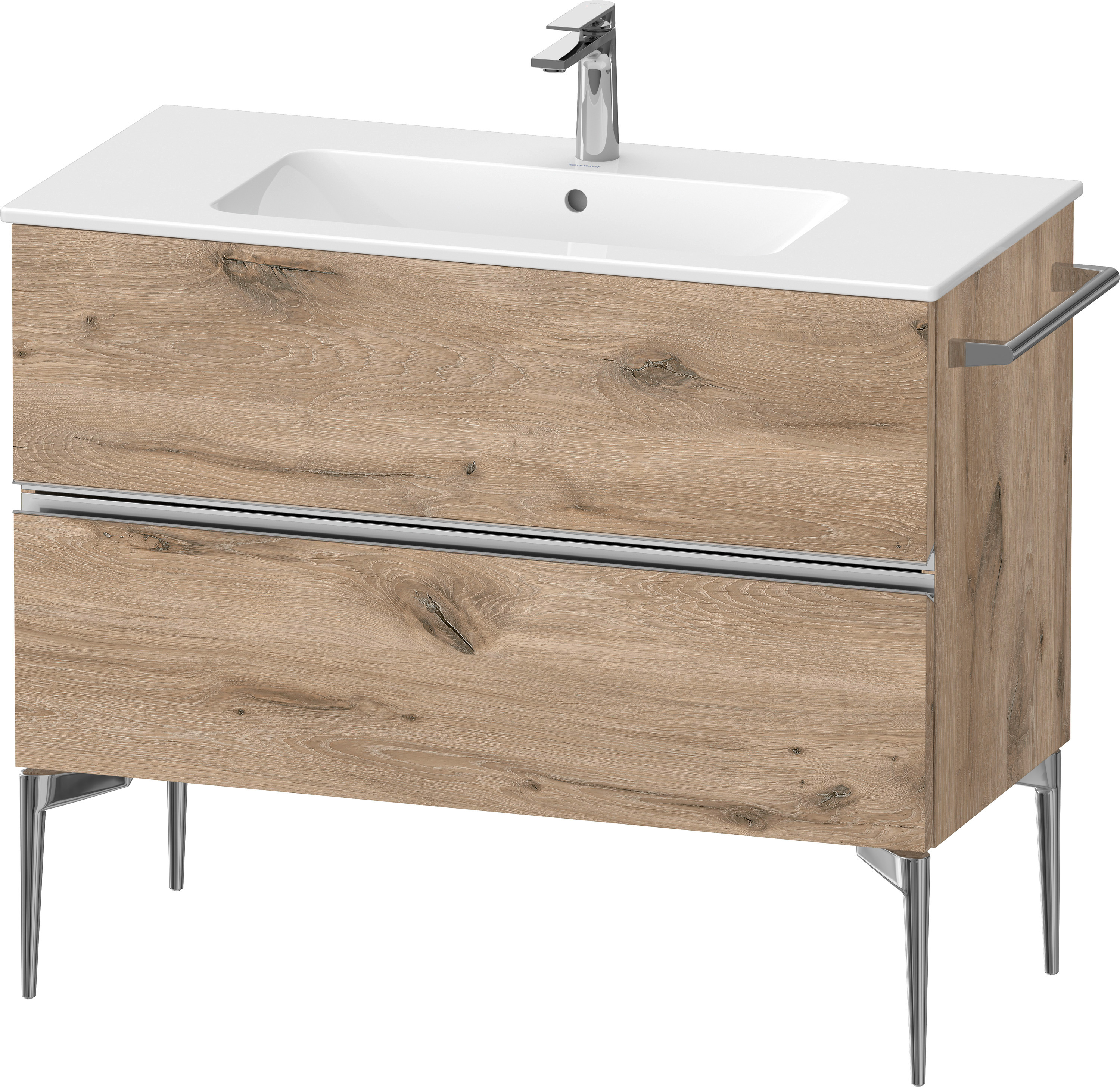 Darmowa Dostawa - Szafka 101x47.7x59.1 cm podumywalkowa wisząca dąb-chrom Duravit Sivida SV4645010550000