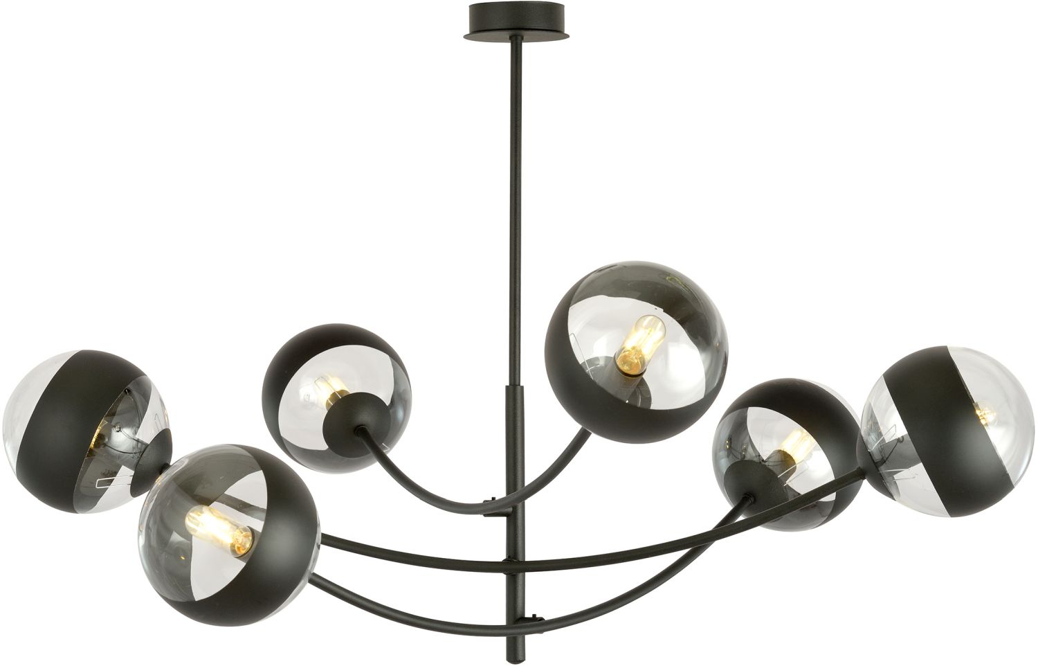 Darmowa Dostawa - Lampa podsufitowa 6x10 W czarna-przezroczysta Emibig Hunter Stripe 11016