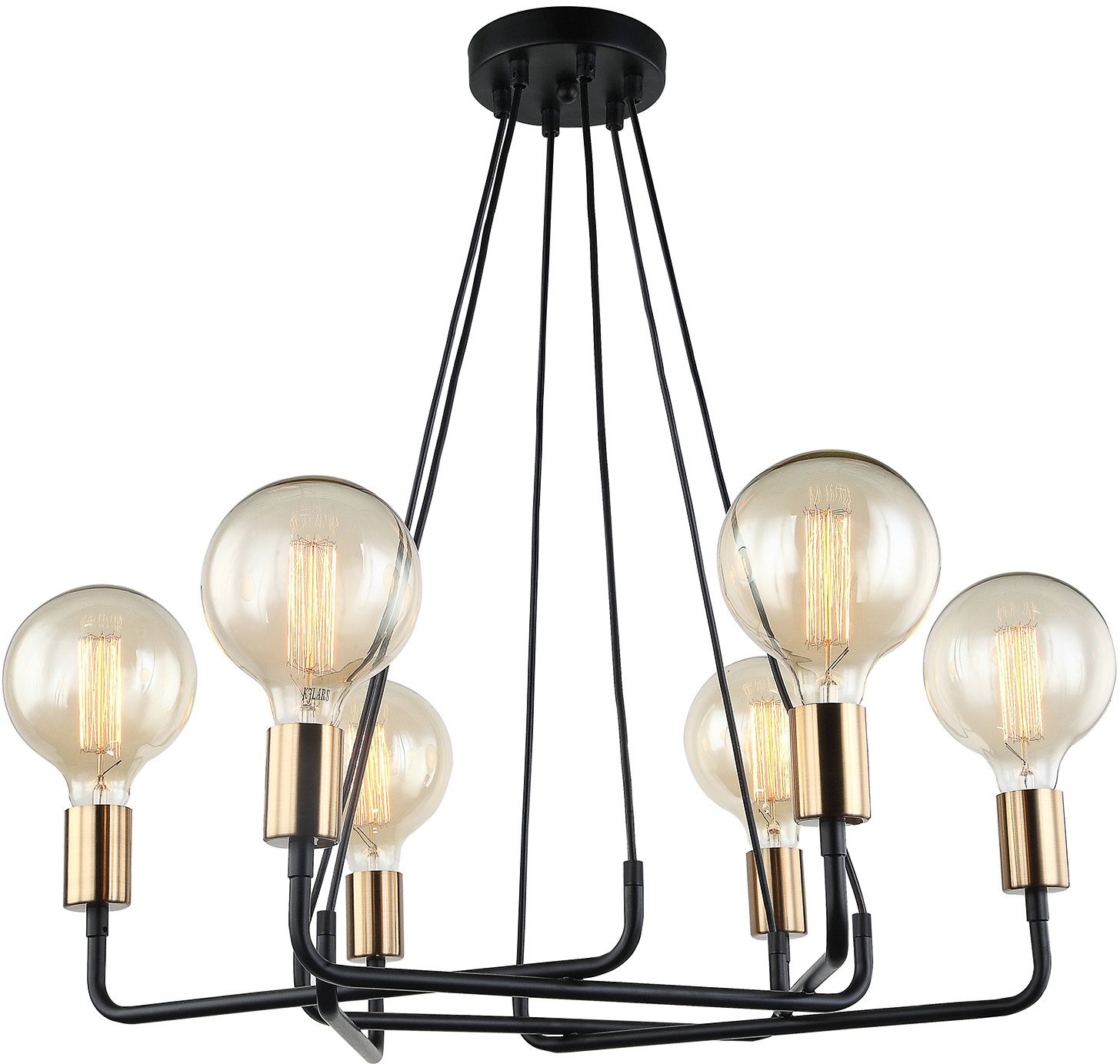 Darmowa Dostawa - Lampa wisząca 6x40 W czarna-brązowa Italux Betty MDM39016BKBRO