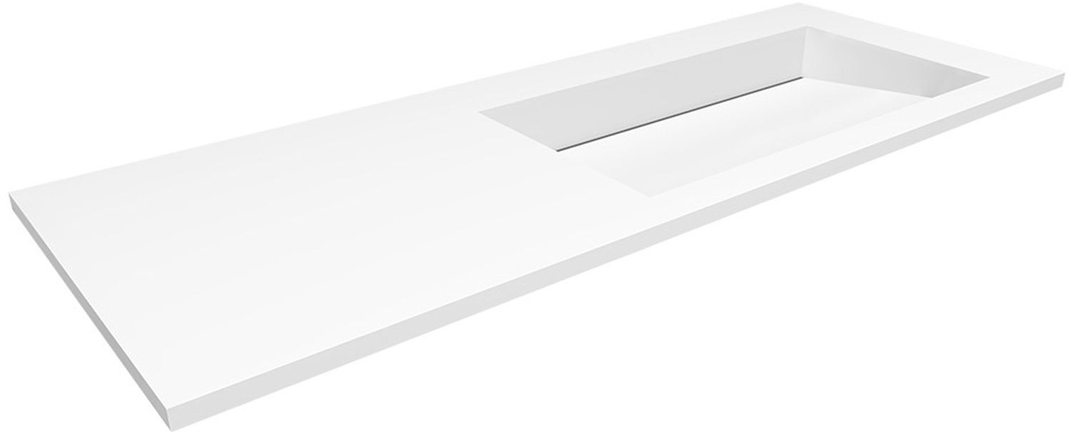 Darmowa Dostawa - Umywalka 130x45 cm prostokątna wpuszczana-z blatem biała Cristalstone Linea Ideal U1300MBPOLCCRBO