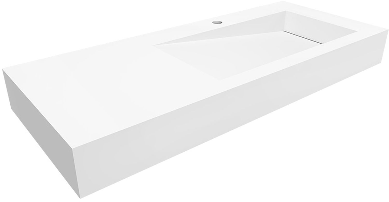 Darmowa Dostawa - Umywalka 110x45 cm prostokątna ścienna-z blatem biała Cristalstone Linea Ideal U1100MBPOLB