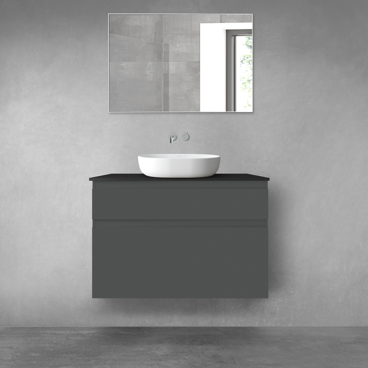 Darmowa Dostawa - Zestaw mebli łazienkowych 100x46.4x72.2 cm podumywalkowa wisząca czarna Oltens Vernal 68232400