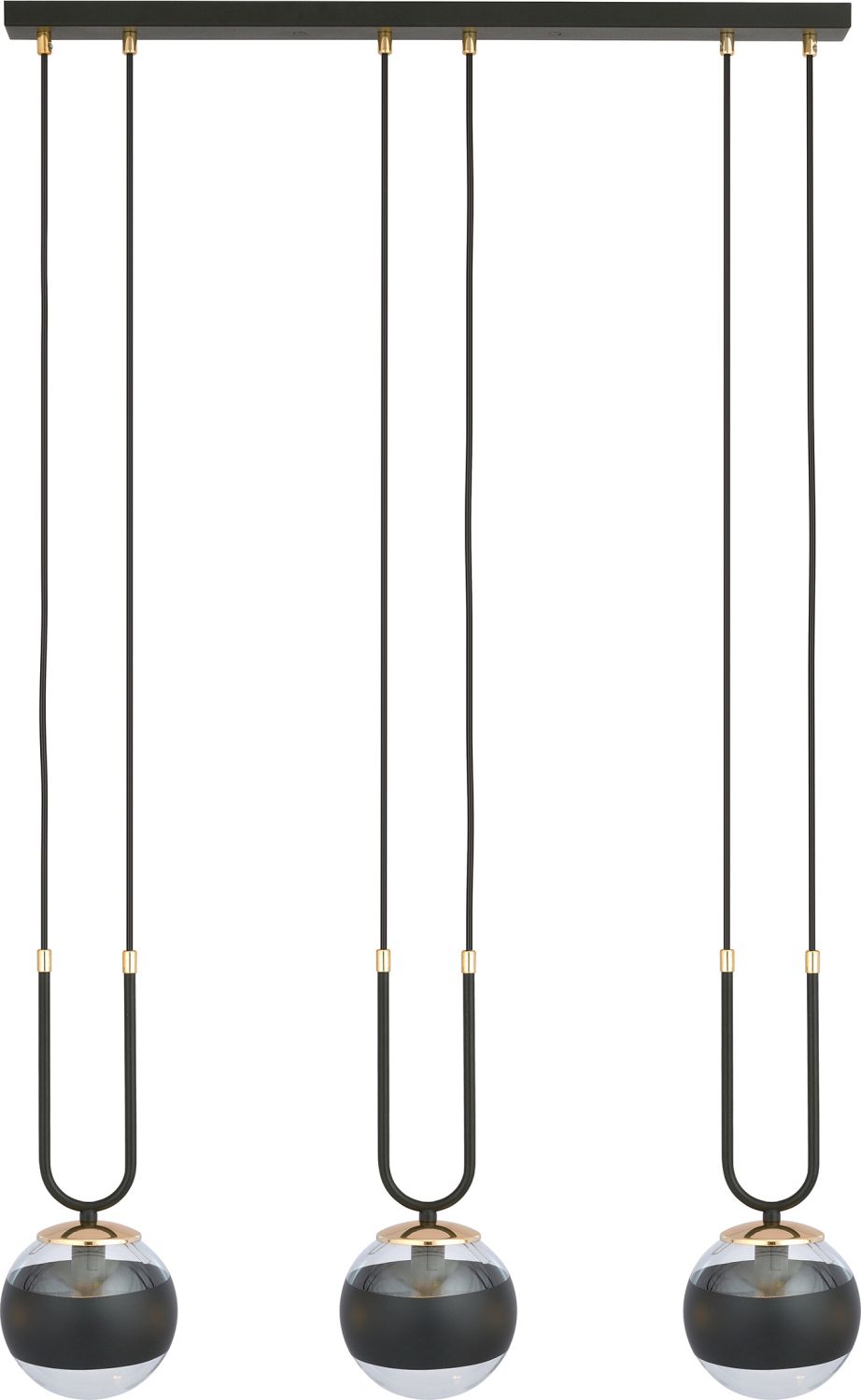 Darmowa Dostawa - Lampa wisząca 3x10 W czarna-przezroczysta Emibig Glam Stripe 11133