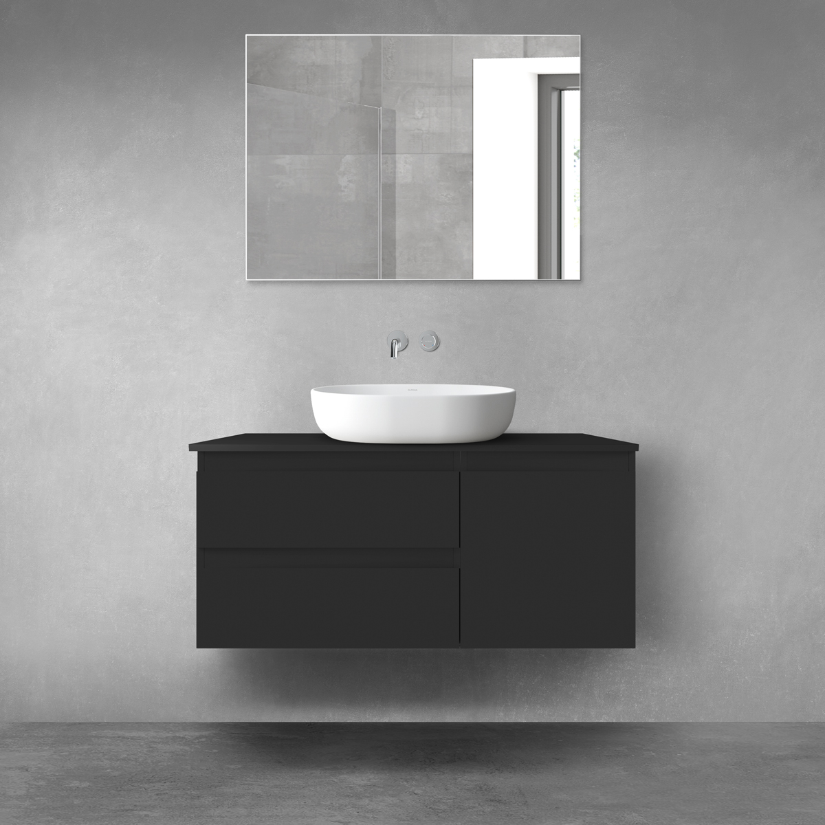 Darmowa Dostawa - Zestaw mebli łazienkowych 100x46.4x48.6 cm podumywalkowa wisząca czarna Oltens Vernal 68200300