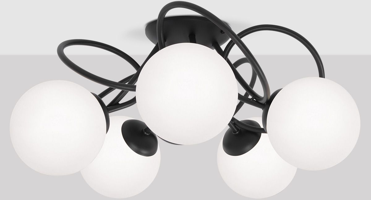Darmowa Dostawa - Lampa podsufitowa 5x40 W czarna Kaja Nela K5351