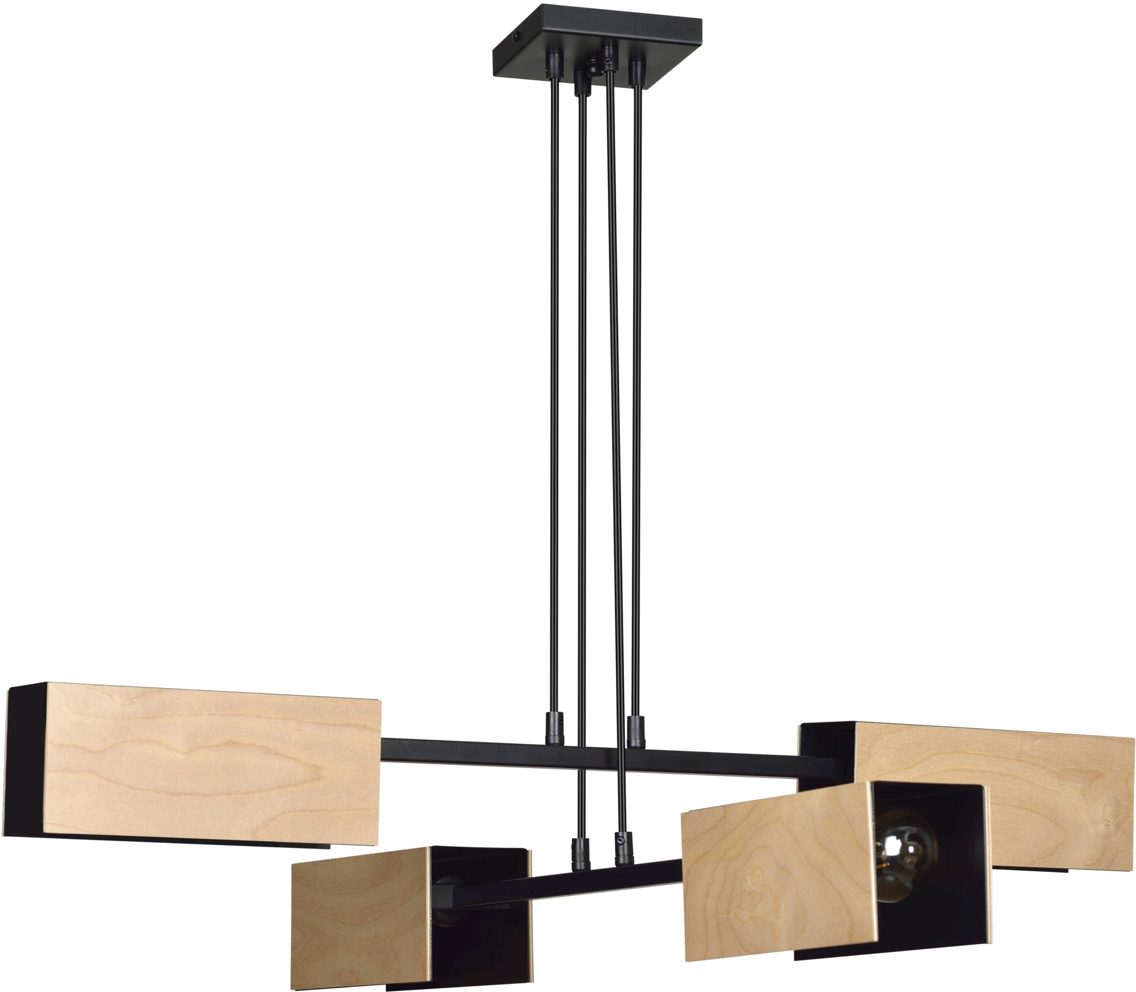 Darmowa Dostawa - Lampa wisząca 4x15 W czarna-drewno Emibig Zaper 6164