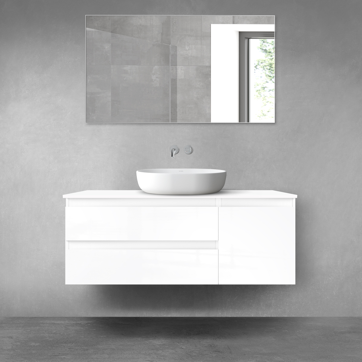 Darmowa Dostawa - Zestaw mebli łazienkowych 120x46.4x48.6 cm podumywalkowa wisząca biała Oltens Vernal 68208000
